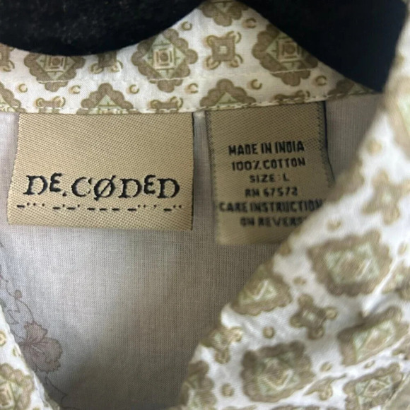 Decoded Patchwork Boho Print Button Front Shirt Size Large - Picture 3 of 6